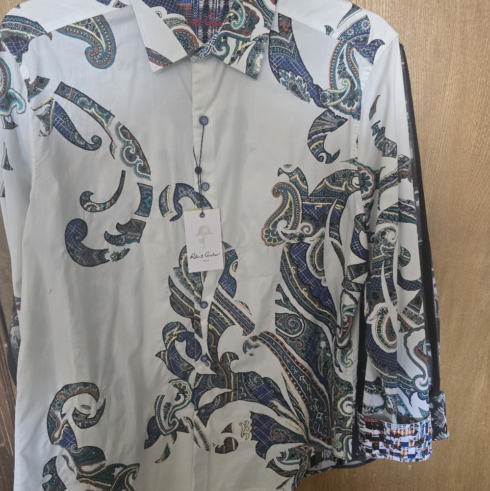 Robert Graham,Men's Paisley Print Shirt - Blue and White